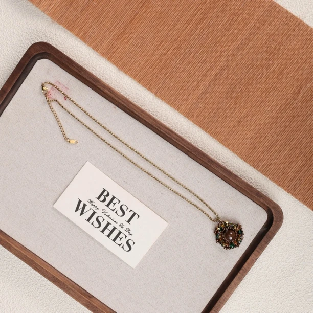 合金项链 LZ3149 女娲大地色金咖色小米珠法秀款琉璃项链