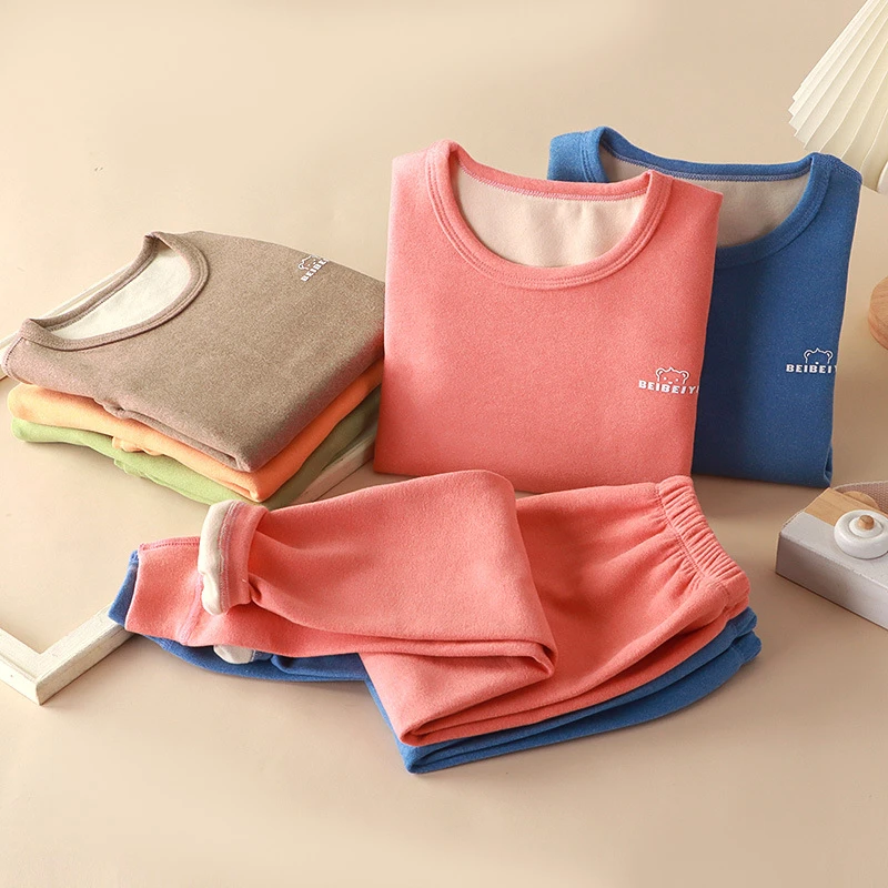 加绒加厚秋冬儿童内衣套装德绒保暖衣秋衣秋裤睡衣家居服宝宝衣服