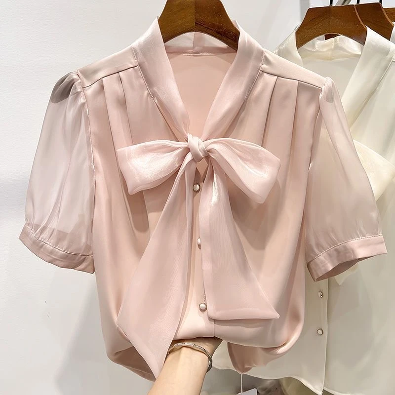 拍下备注编号2025气质时尚短袖显瘦春季v领百搭减龄宽松设计感