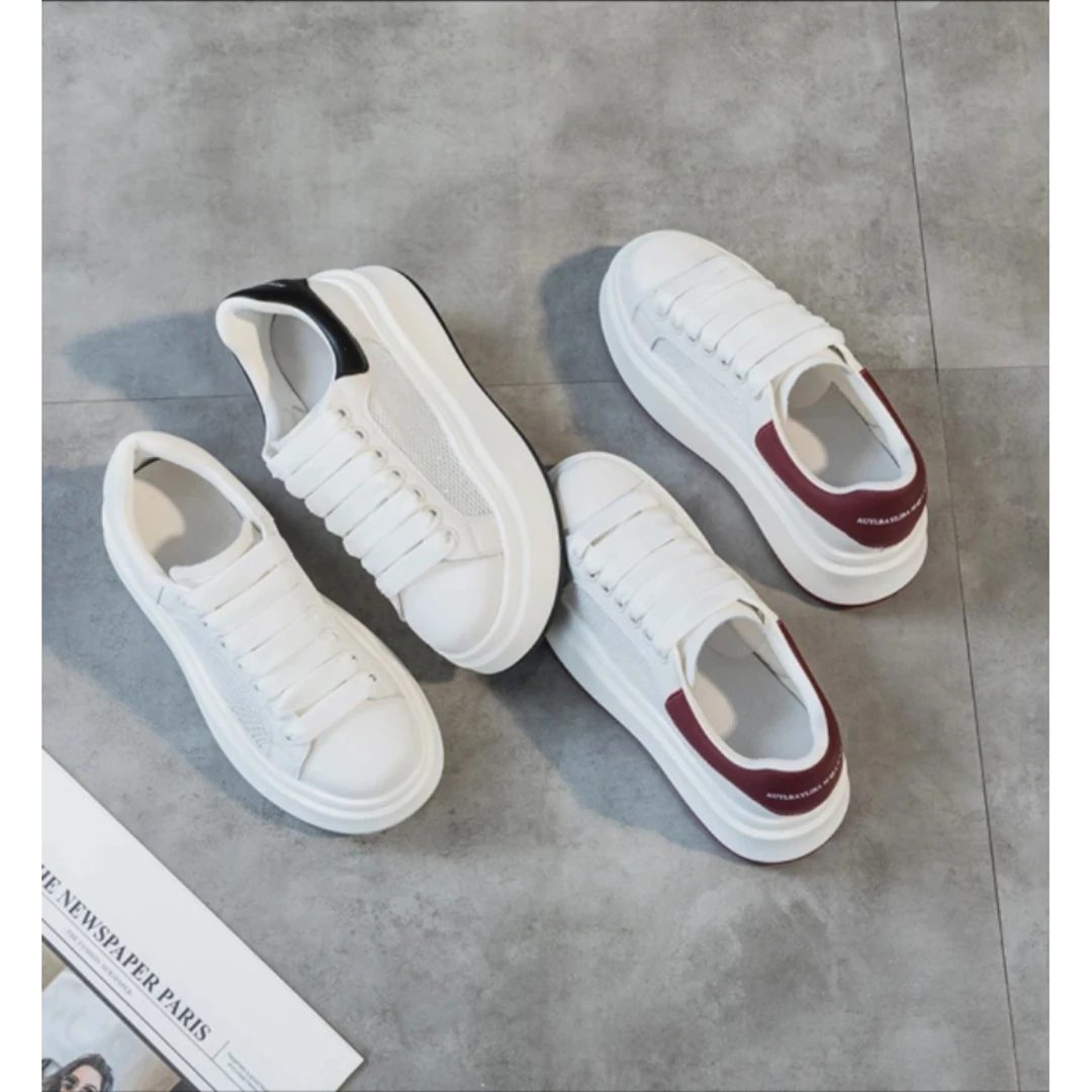 夏季新款软底厚底女鞋真皮透气网布