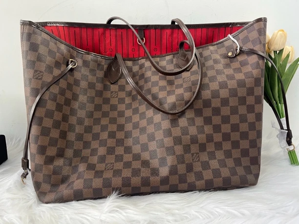 95新 LouisVuitton/路易威登 路易威登b1338棕棋盘nf大号无子袋