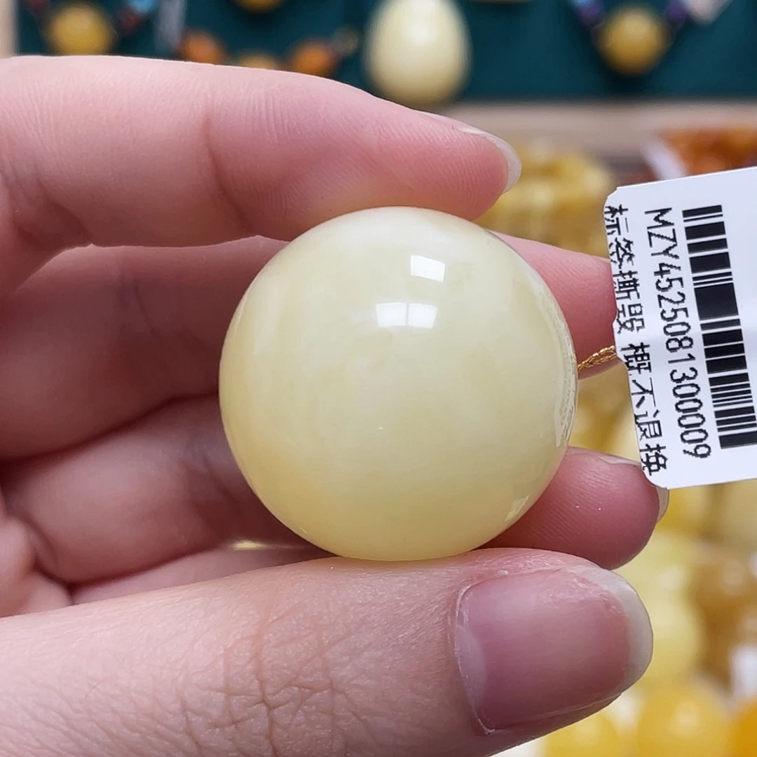 蜜蜡未镶嵌珠宝奇石27.6mm浓蜡妖花圆珠