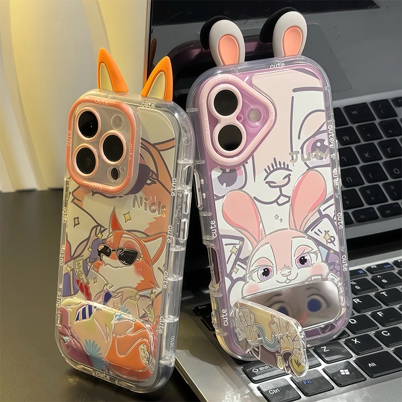 情侣朱迪尼克耳朵支架新款适用苹果16Promax手机壳iPhone17pro小