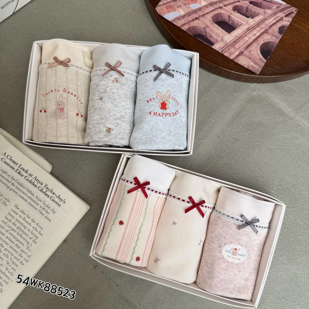 【甜甜圈乐园】中腰棉加长底裆卡通印花透气亲肤女士三角内