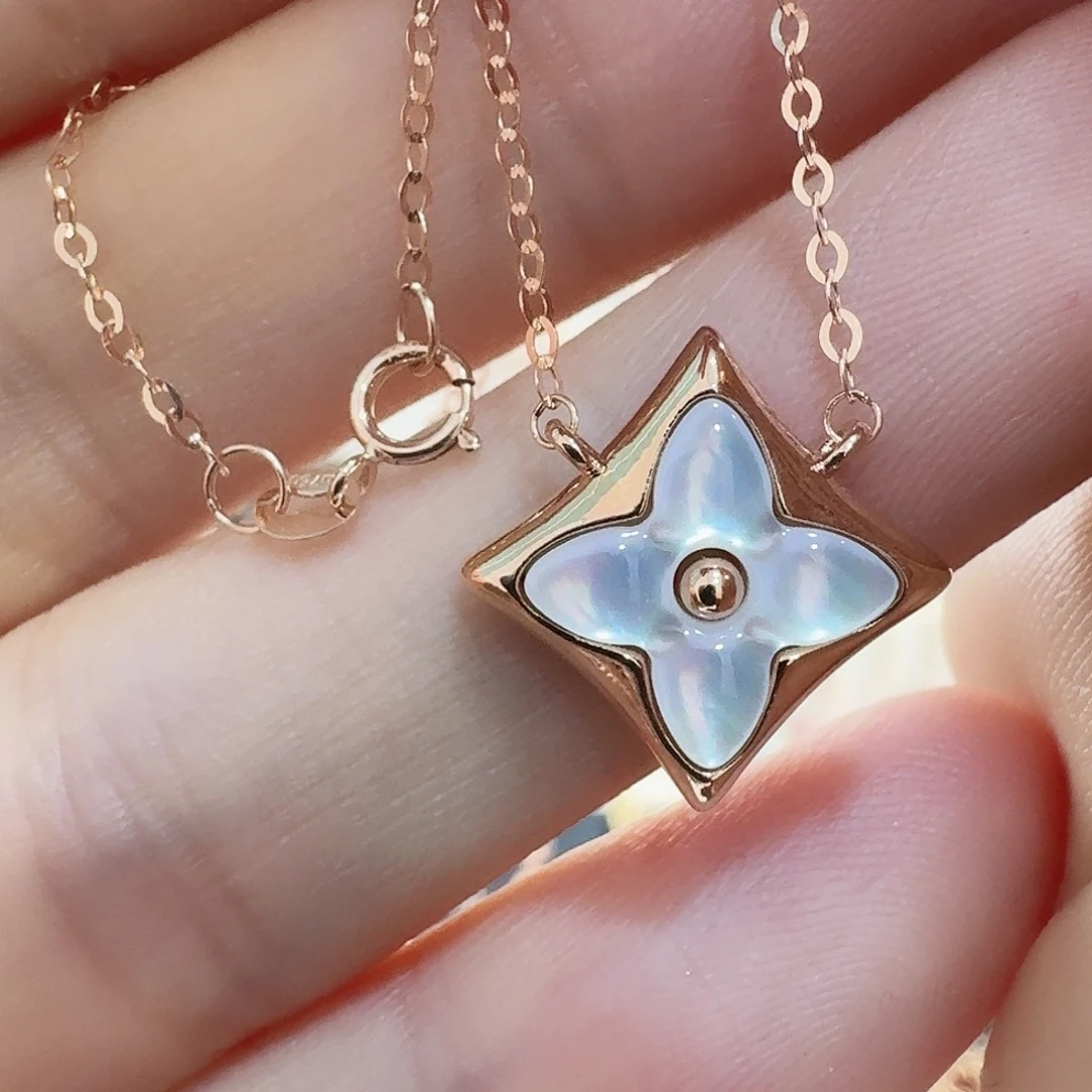 项链18K金镶嵌贝壳（贝母）项链