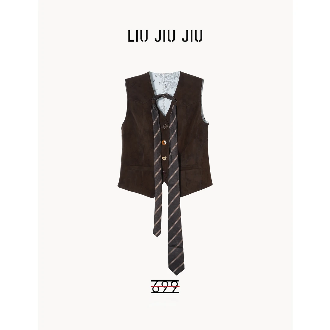 LIUJIUJIU 高端欧货2025秋季新款时尚百搭设计感领带马夹MJ4606L