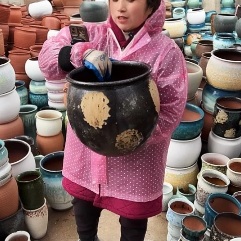 口29高28瑕疵底裂盆子。