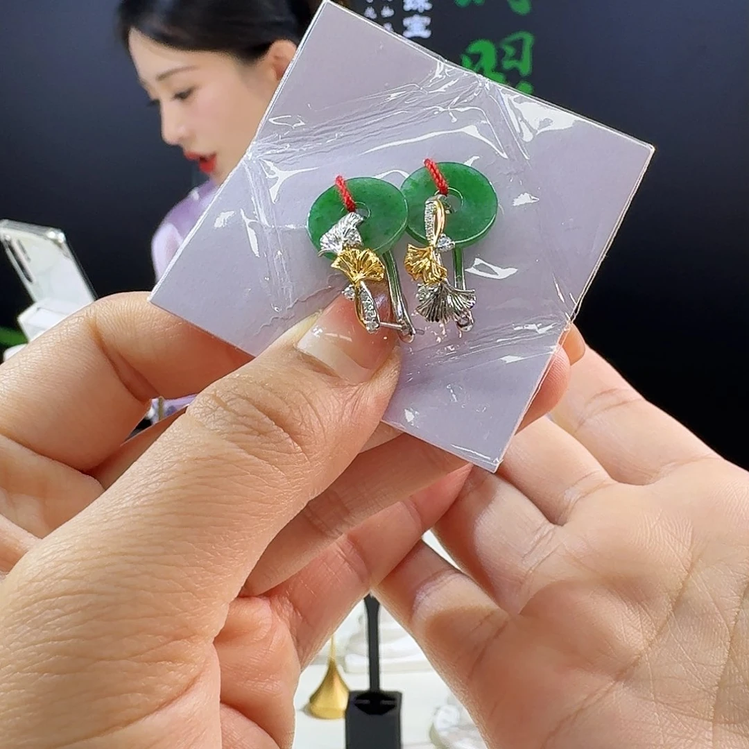 翡翠耳饰18K金镶嵌18k镶嵌