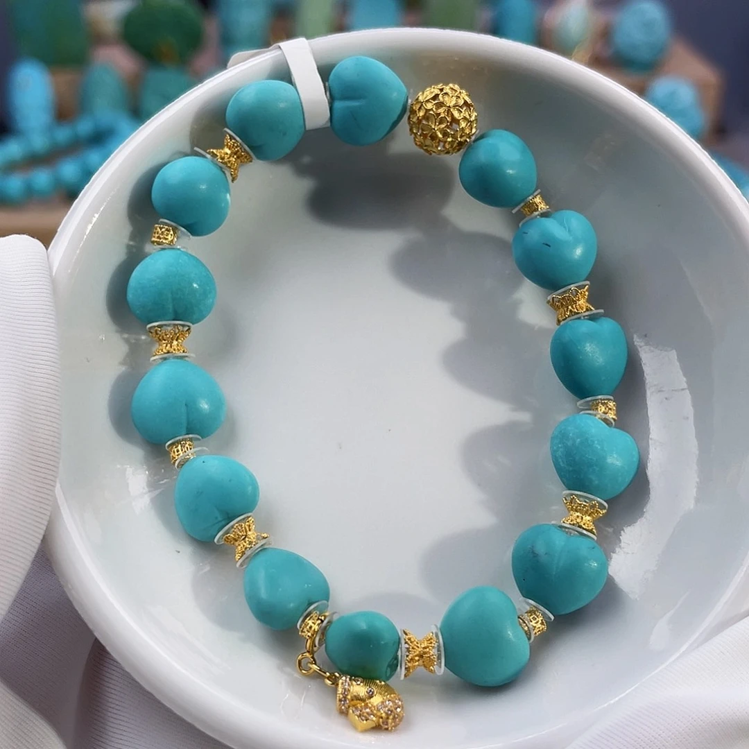 绿松石珠宝奇石18K金镶嵌