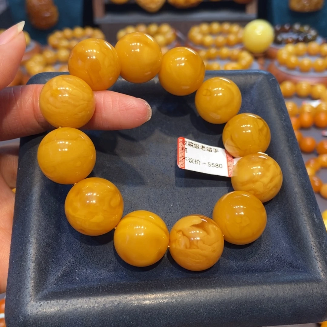 铎***汇琥珀未镶嵌手链蜜蜡