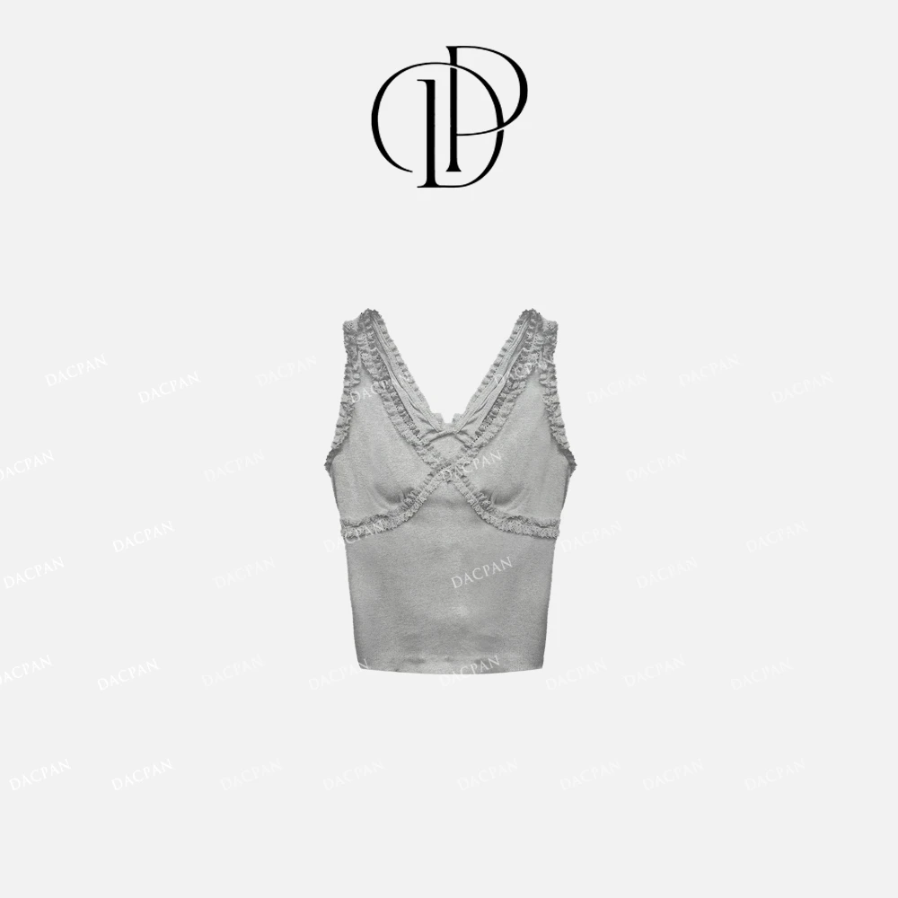 DACPAN-“热浪一夏”纯欲风木耳边V领无袖上衣 心2025/盼·PP 2322