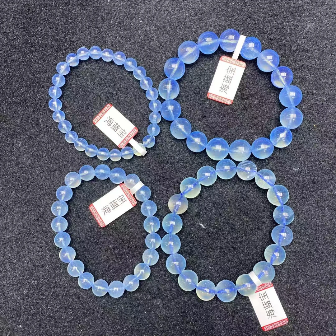 海蓝宝石 简约时尚 天蓝素圈手链