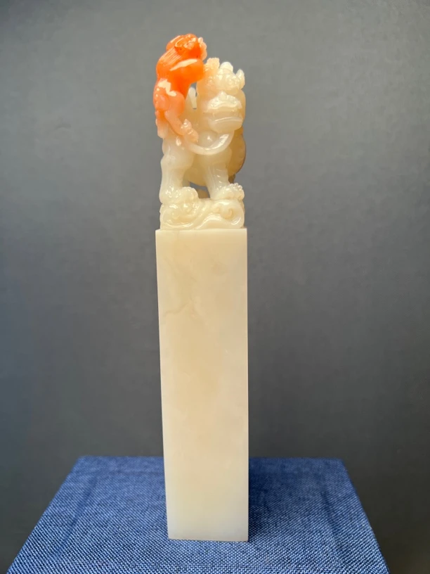 老挝石母子情深瑞兽印章15.8*2.7*2.7cm