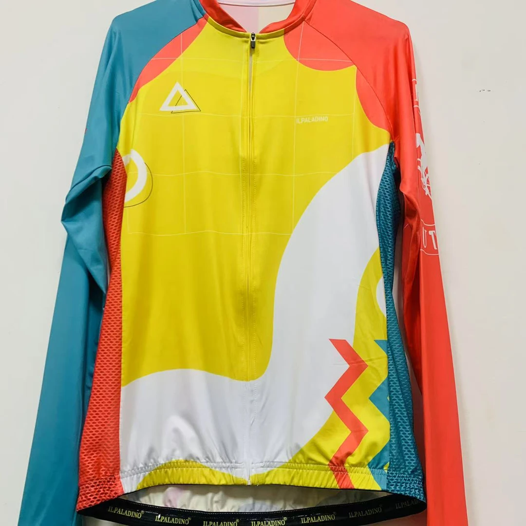 SQ 995【橙黄蓝牛奶丝拼接长袖男士】ILPALADINO专业骑行服
