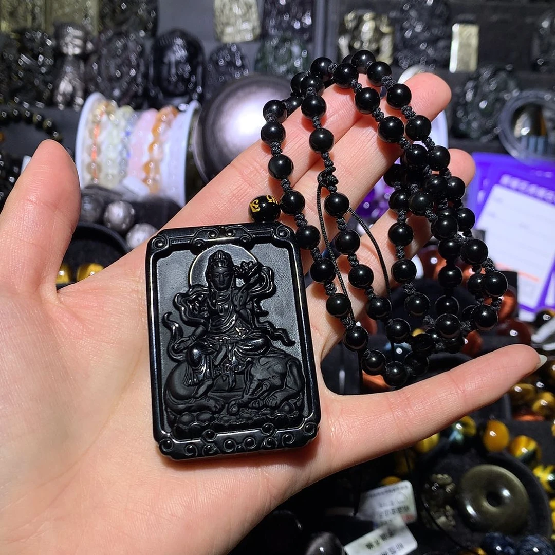 人***～黑曜岩未镶嵌吊坠(赠链)