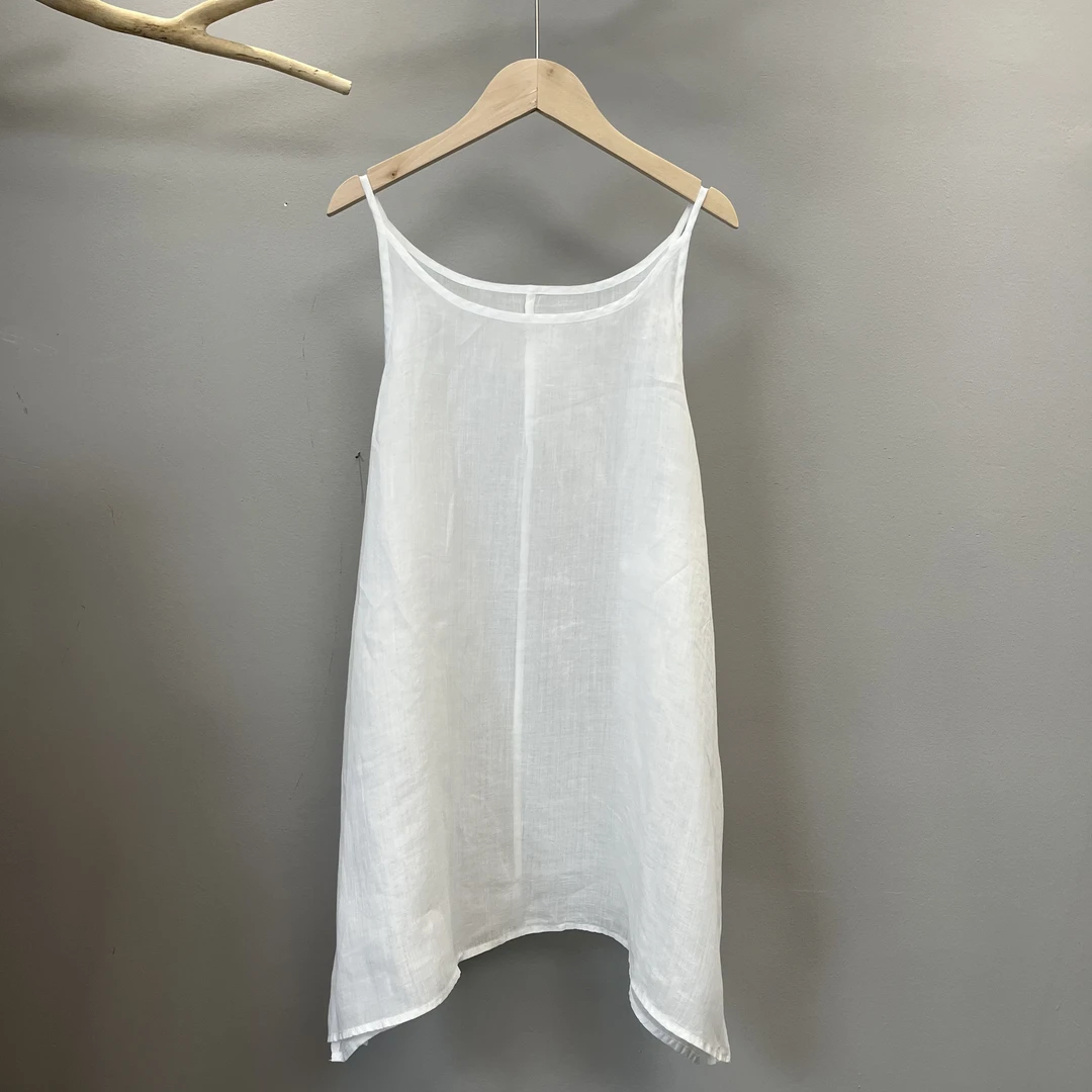 麻艺-新款100支苎麻中长款吊带宽松百搭显瘦打底纯色背心苎麻女装