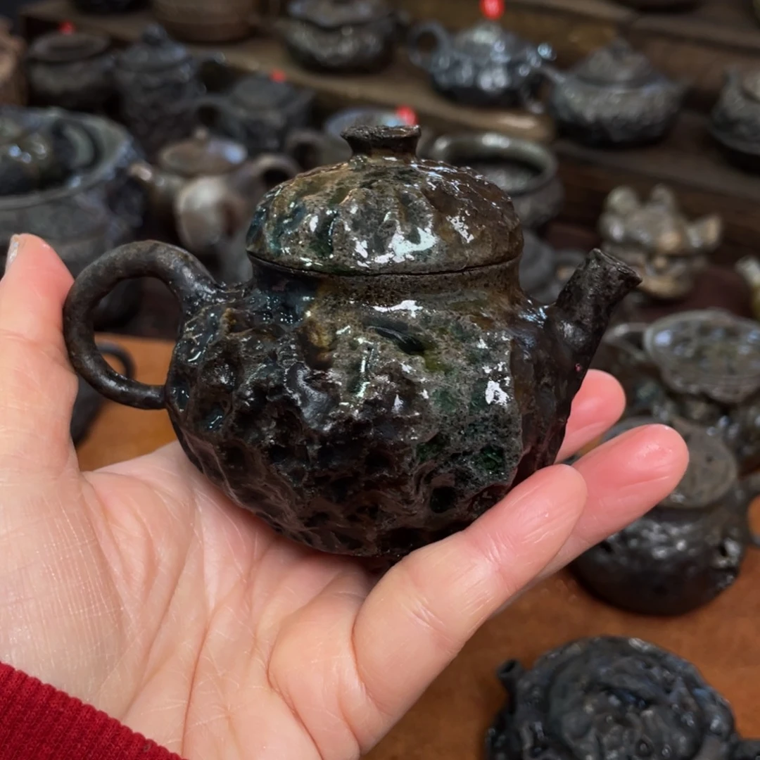 壶手捏带窑汗葫芦柴烧壶