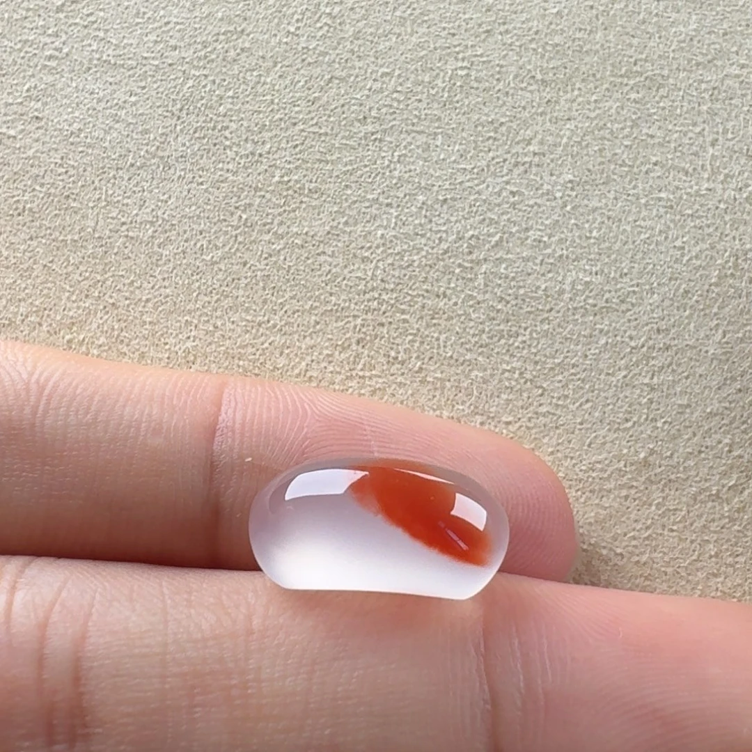 南红玛瑙未镶嵌冰飘马鞍戒面16*7.7