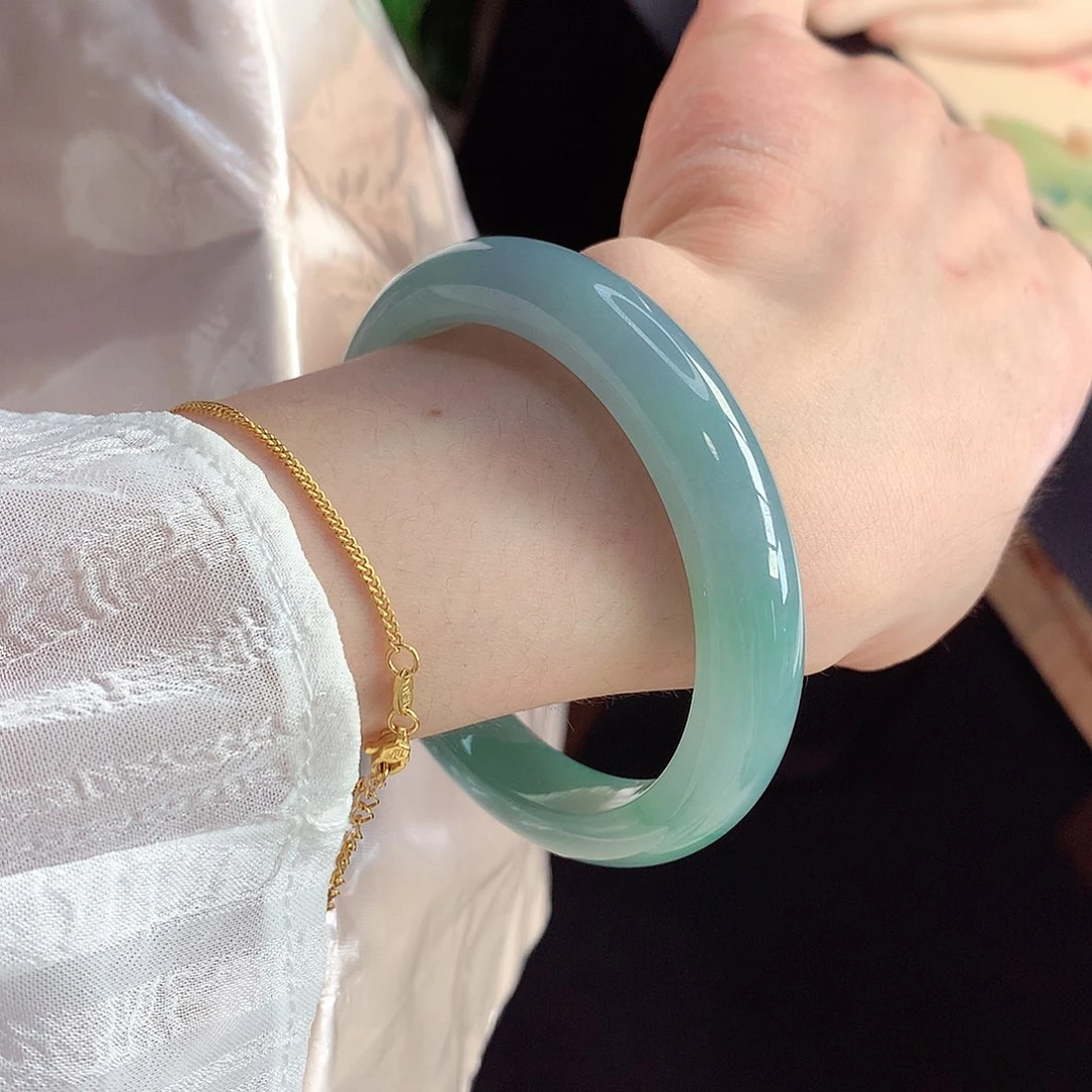 未镶嵌手镯翡翠天然A货翡翠55-56肉质紧密 种色兼备8号