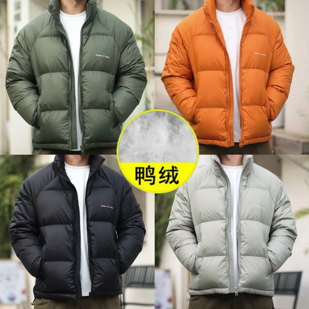 107-1轻便蓬松立领羽绒服黑金发热保暖上衣拉链外套男士短款休闲