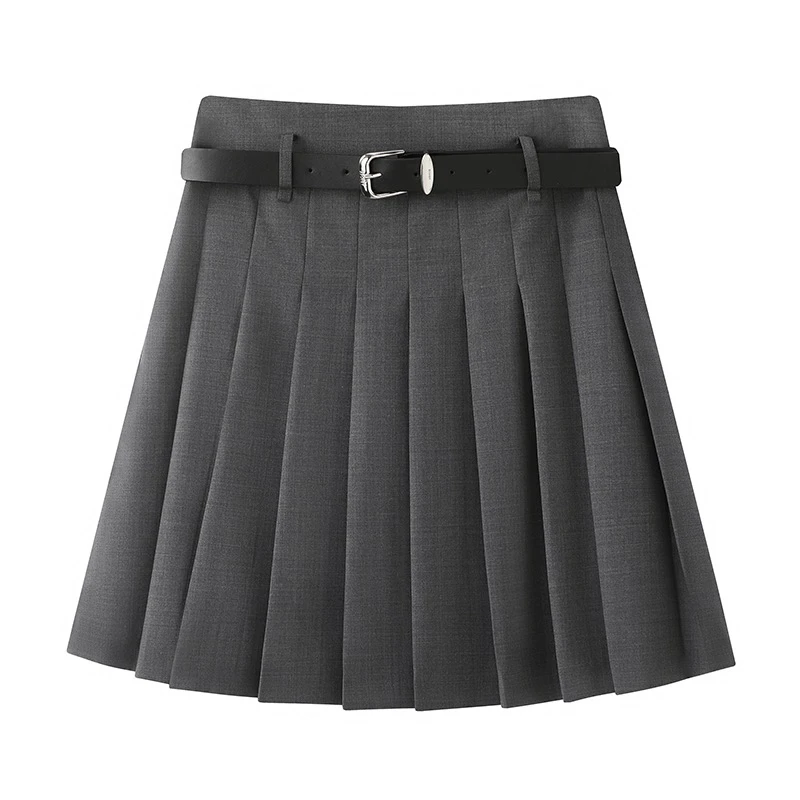 艾诺丝短裙女商场同款2025春季新款高腰显瘦百褶裙A字半身裙3524