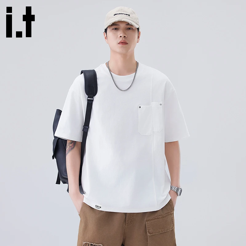 2025夏季新款爆款美式纯色T恤男款短袖潮牌圆领百搭男士T恤短袖