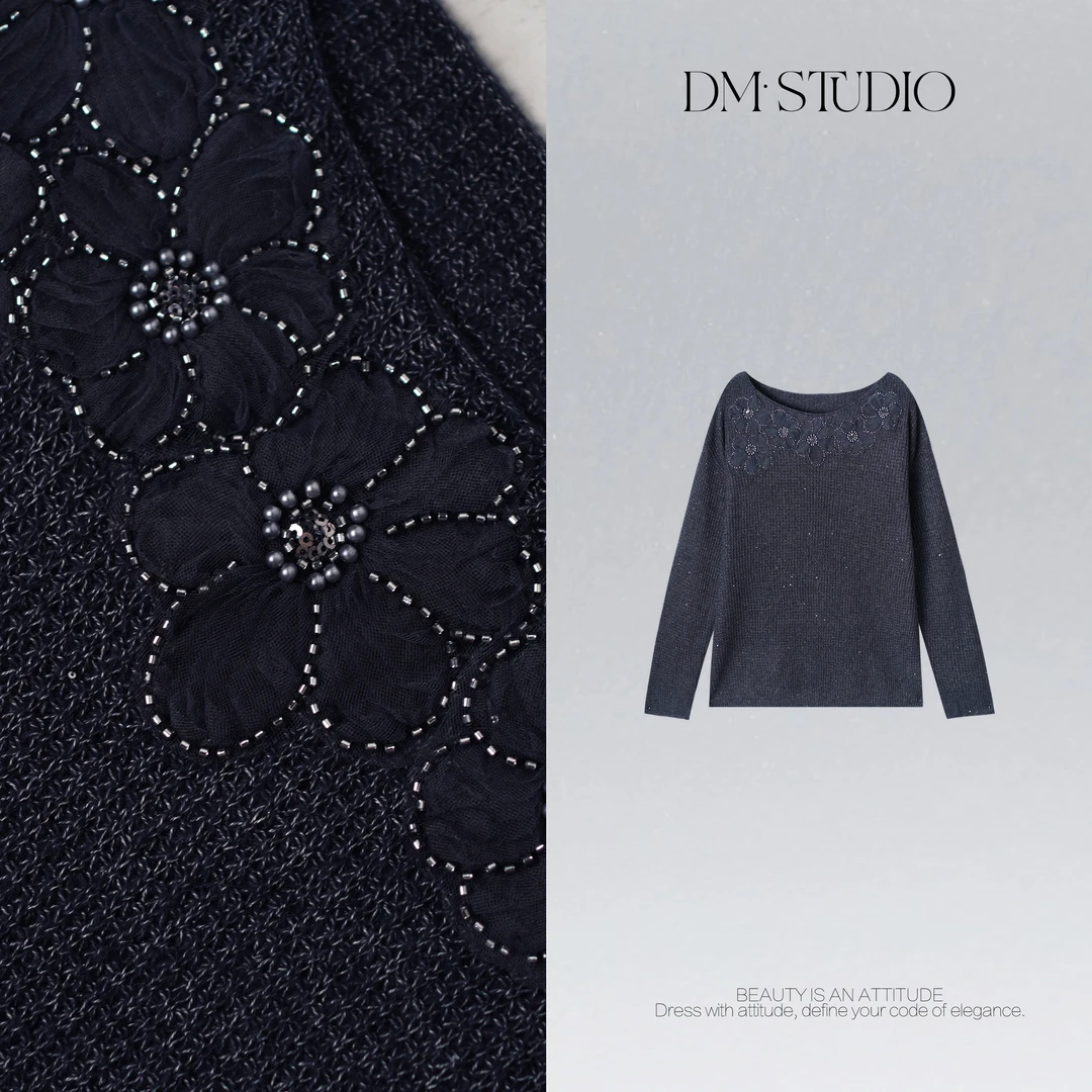 DEDM•STUDIO/精致小众花边山羊绒绵羊毛混纺针织衫2508ZZS/S2803