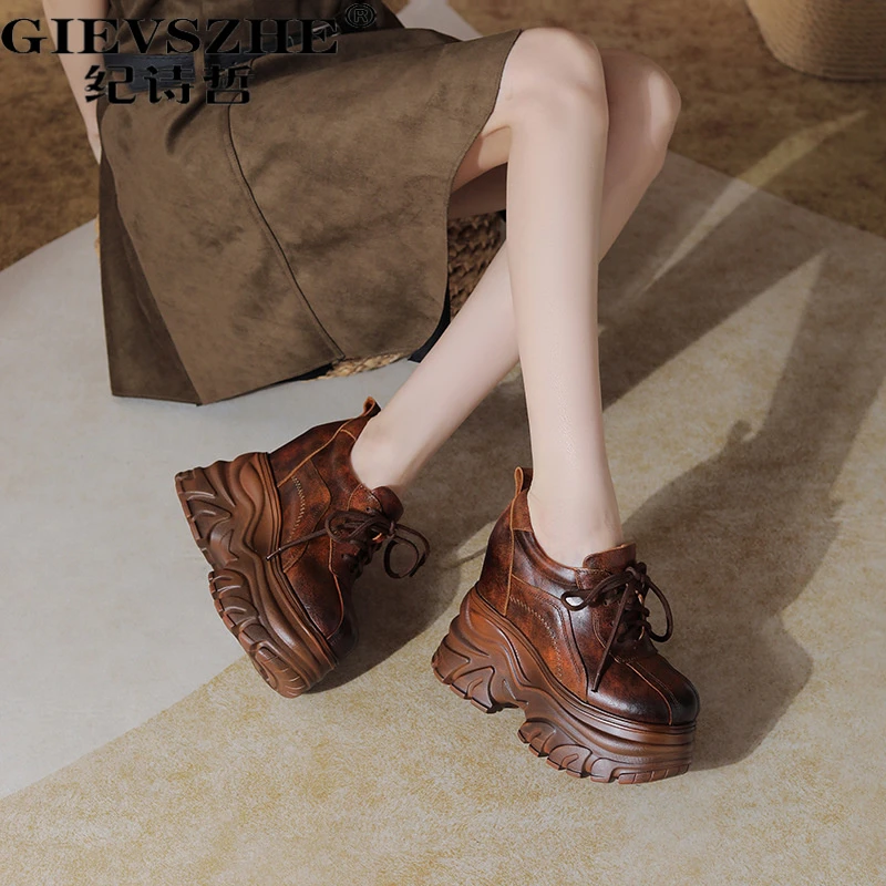 纪诗哲女鞋厚底内增高休闲鞋女2025秋冬新款时尚潮流百搭高跟鞋子