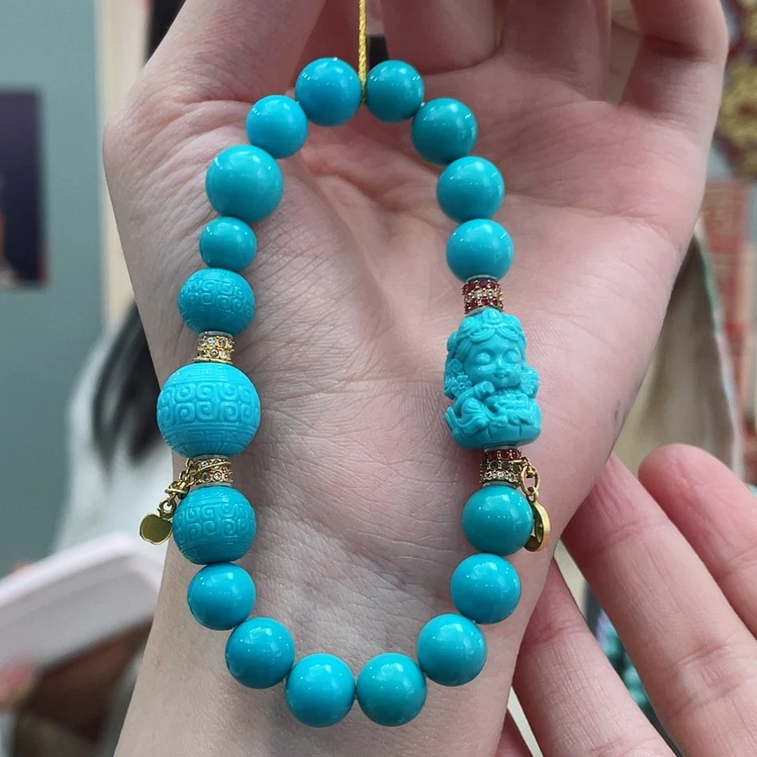 绿松石颈饰18K金镶嵌