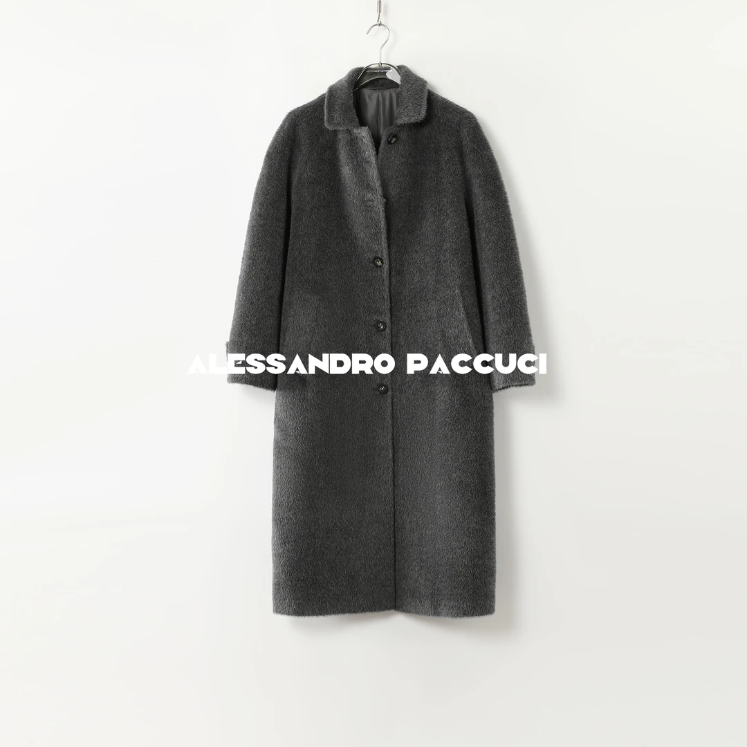 AP洛哥44042DY【苏力版本/秋牧场】黑标羊驼毛单排扣时尚长款大衣