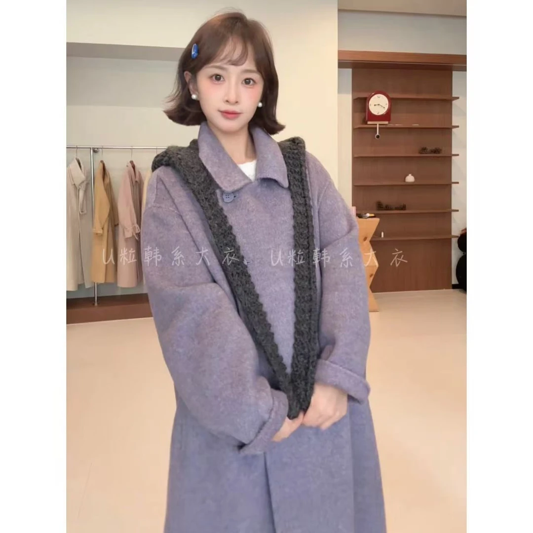 反季大促【布拉格】伊迪卡羊毛大衣双面呢韩系宽松外套女秋冬小个子