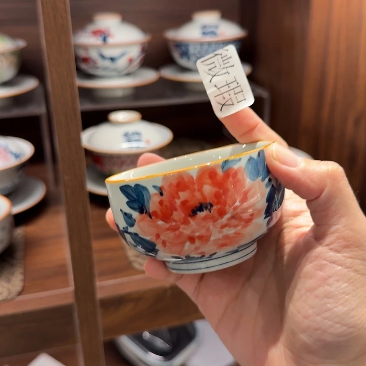 釉下手绘茶具微瑕