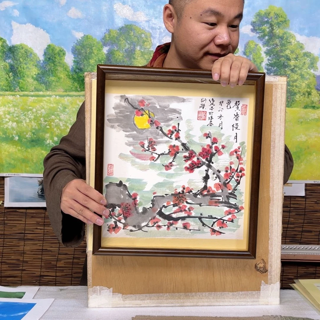 油画行路人小院绘画作品竞拍
