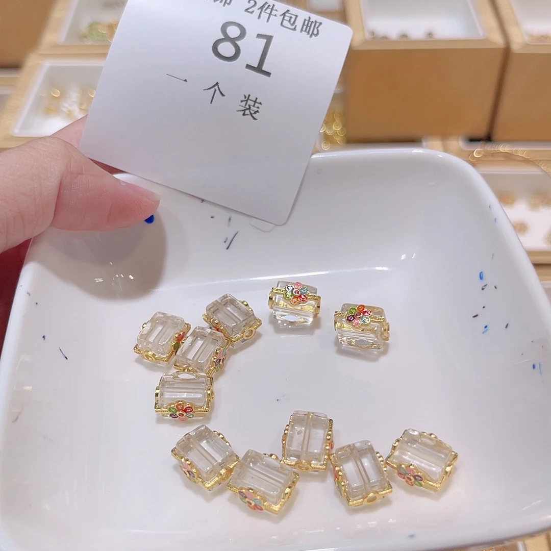 珠宝半成品水晶银S925镀金镶嵌81 。