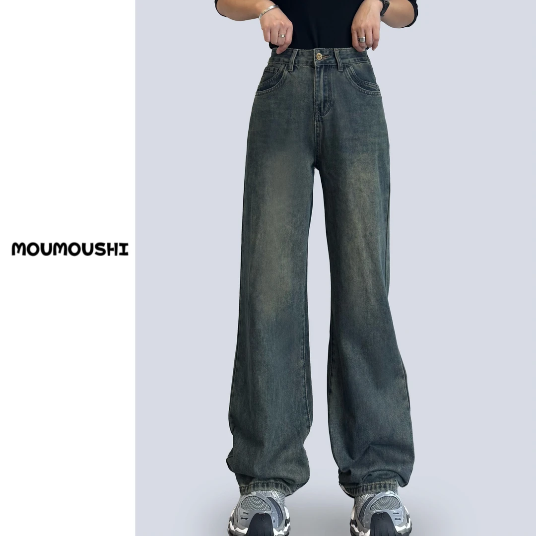 8006-1美式复古纳米蓝牛仔裤