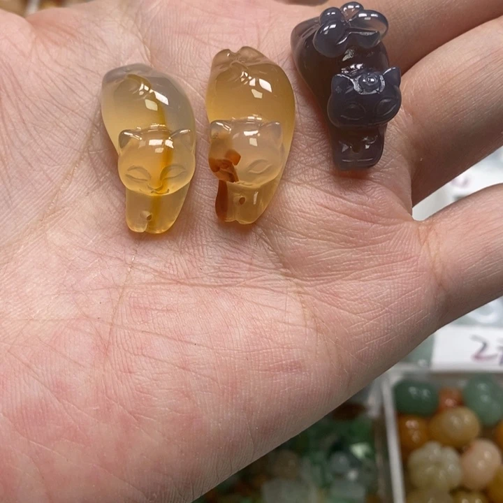 玛瑙/玉髓吊坠(不含链)未镶嵌大号猫1个