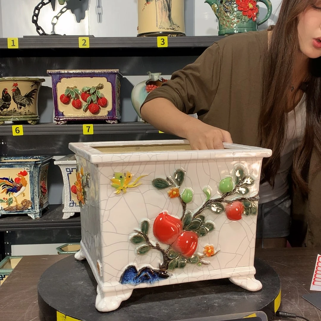婧***宝高温烧制石湾盆花盆