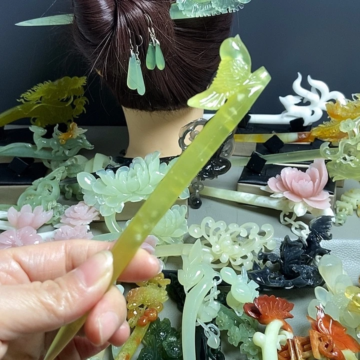 岫玉未镶嵌发簪发簪