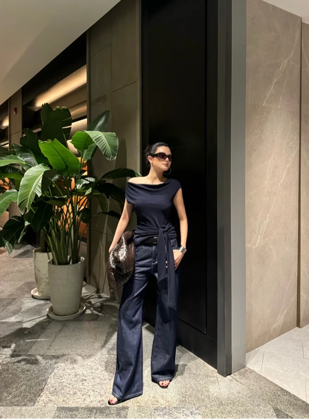 【徐达琳专属】直筒裤宽松时尚休闲裤高直筒裤牛仔裤LD6627