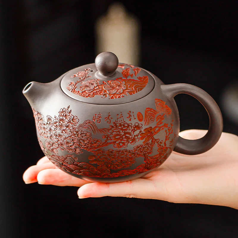 暗香疏影玄铁石黄西施壶大师手工紫砂壶家用功夫泡茶壶高档凤鸣壶