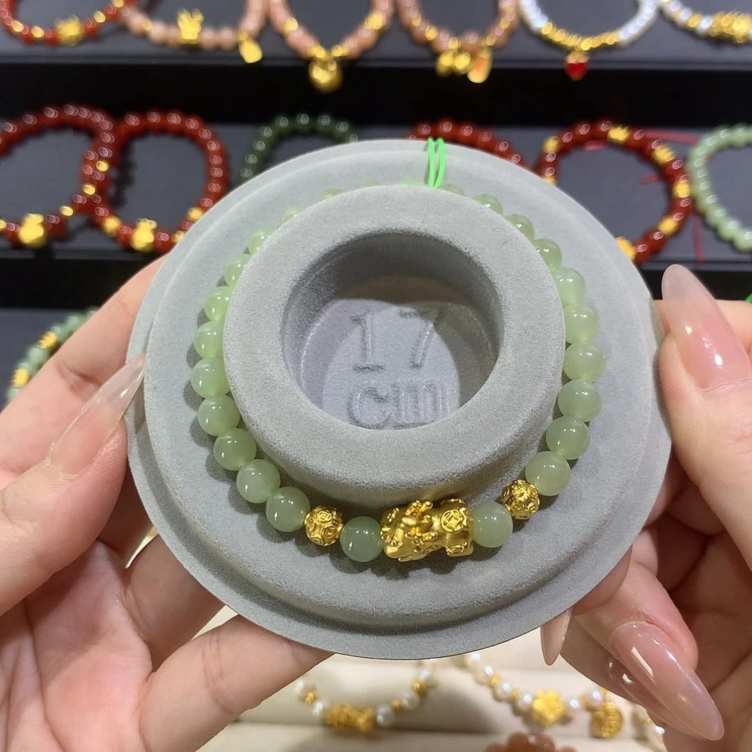和田玉手链足金镶嵌貔貅宝宝