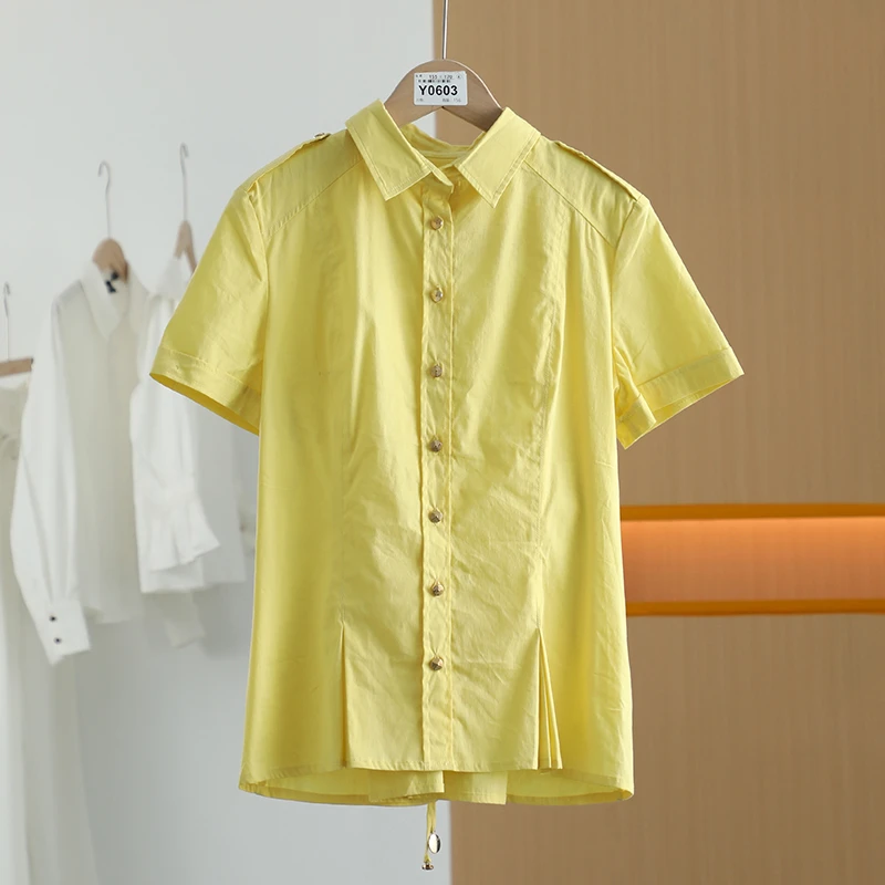 【半价q仓-唐长老自营】货号Y0603女装夏新款通勤简约衬衫YL