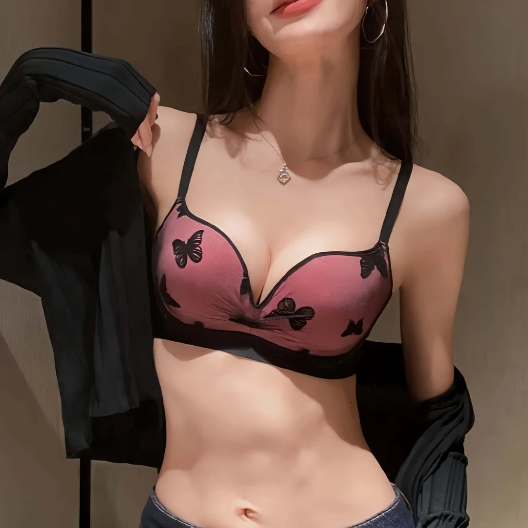 维多利亚法式性感蕾丝内衣女小胸聚拢显大刺绣爆款纯欲无钢圈文胸