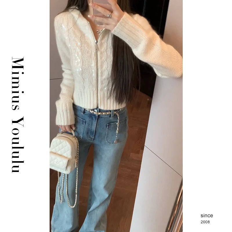 【mimius】&喵喵2025春夏连帽亮片拉链开衫汉服()WF12080