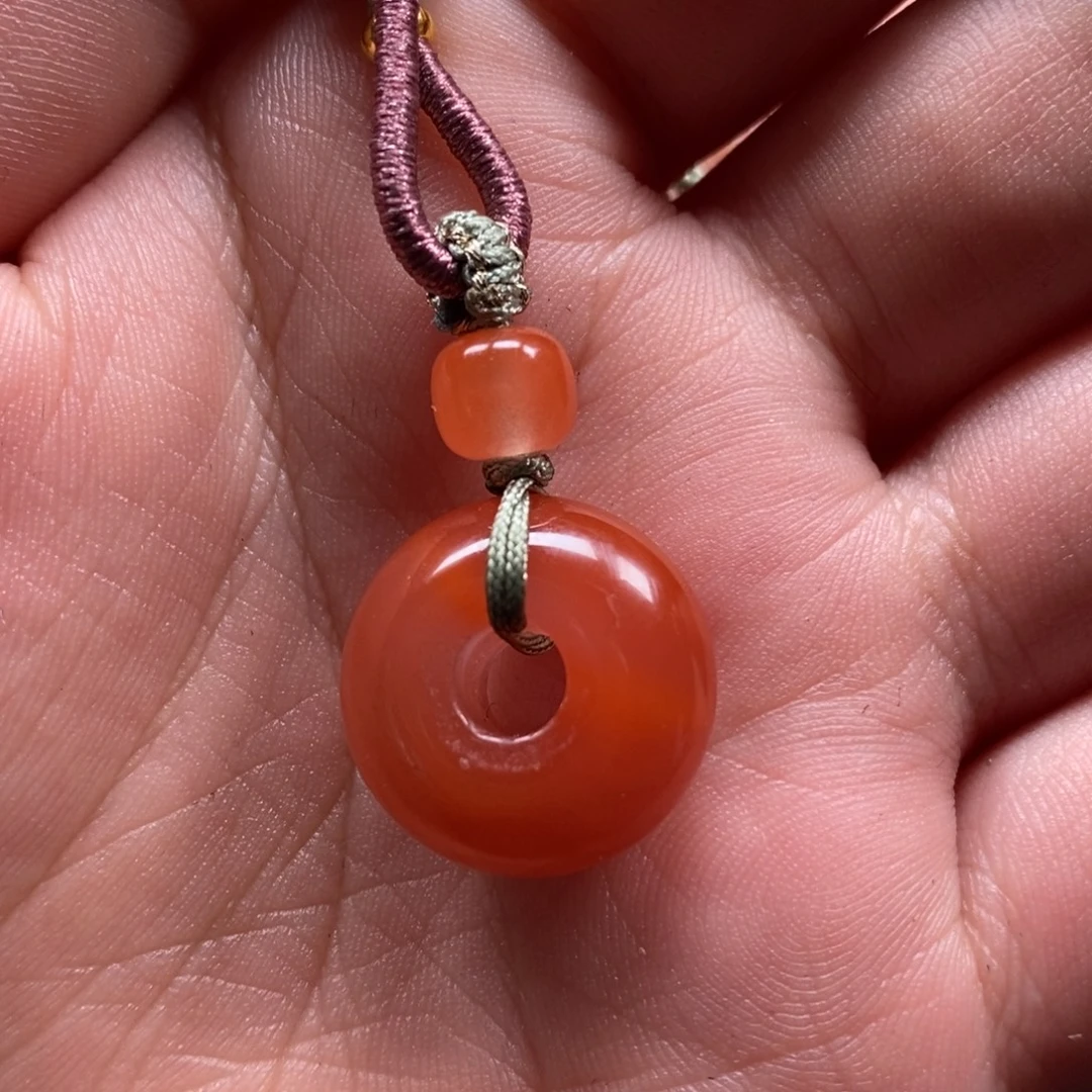 南红玛瑙足铂镶嵌吊坠(不含链)