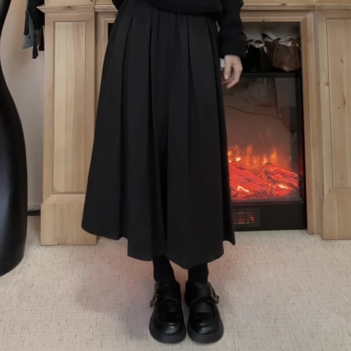 慧子“梨形天菜”不炸褶巨显瘦秋冬加厚毛呢百褶裙半身裙