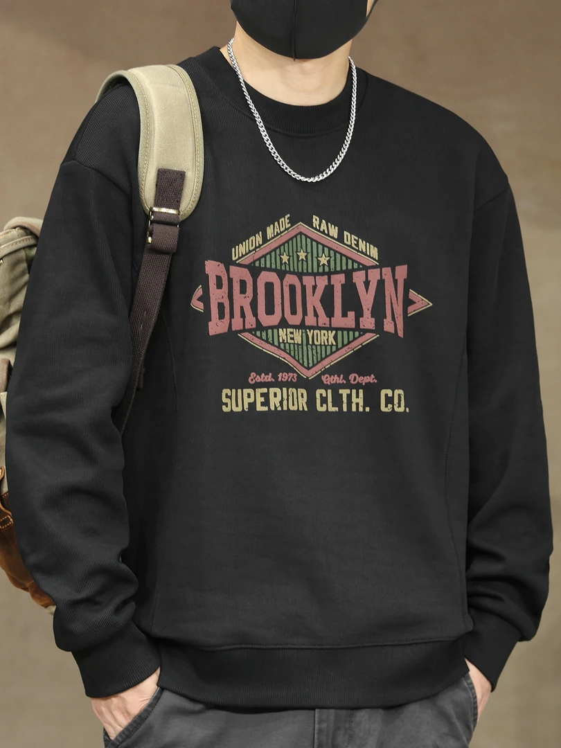 2025秋季新款男士潮流时尚圆领卫衣男装潮牌男款大码男士上衣长袖