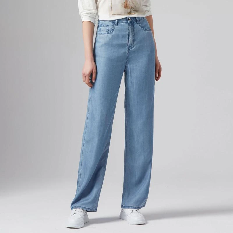 女士夏季薄款宽松显瘦天丝高腰百搭阔腿牛仔裤直筒裤MA171