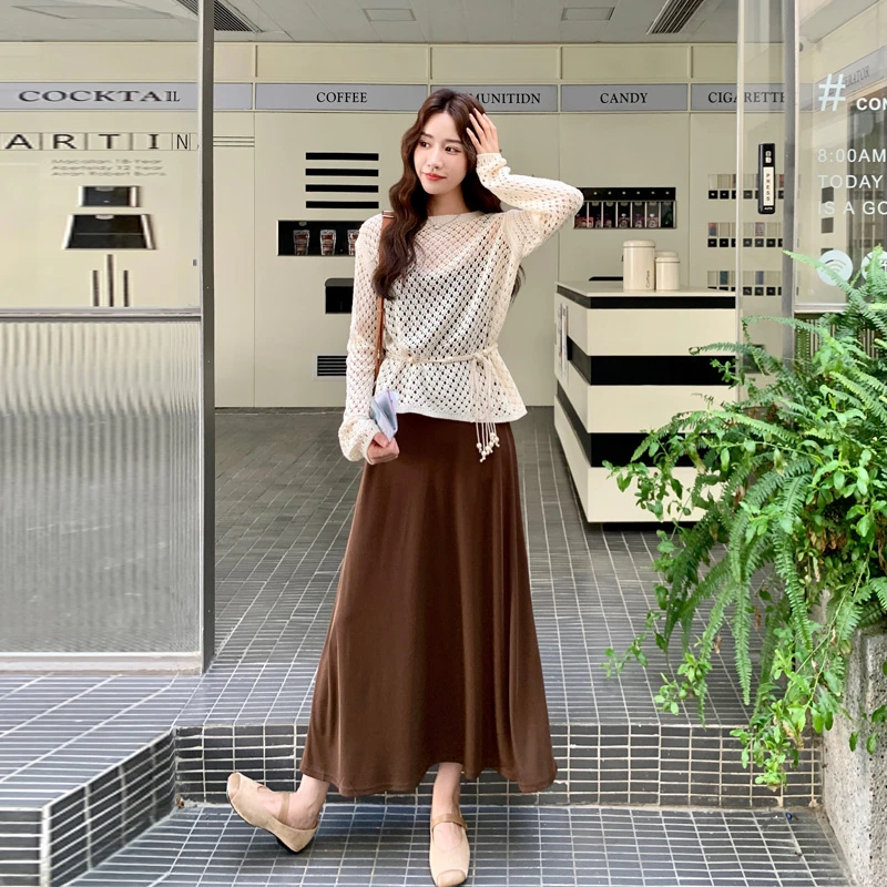 美拉德穿搭镂空罩衫吊带裙2025春秋新款复古法式轻熟风小众套装裙