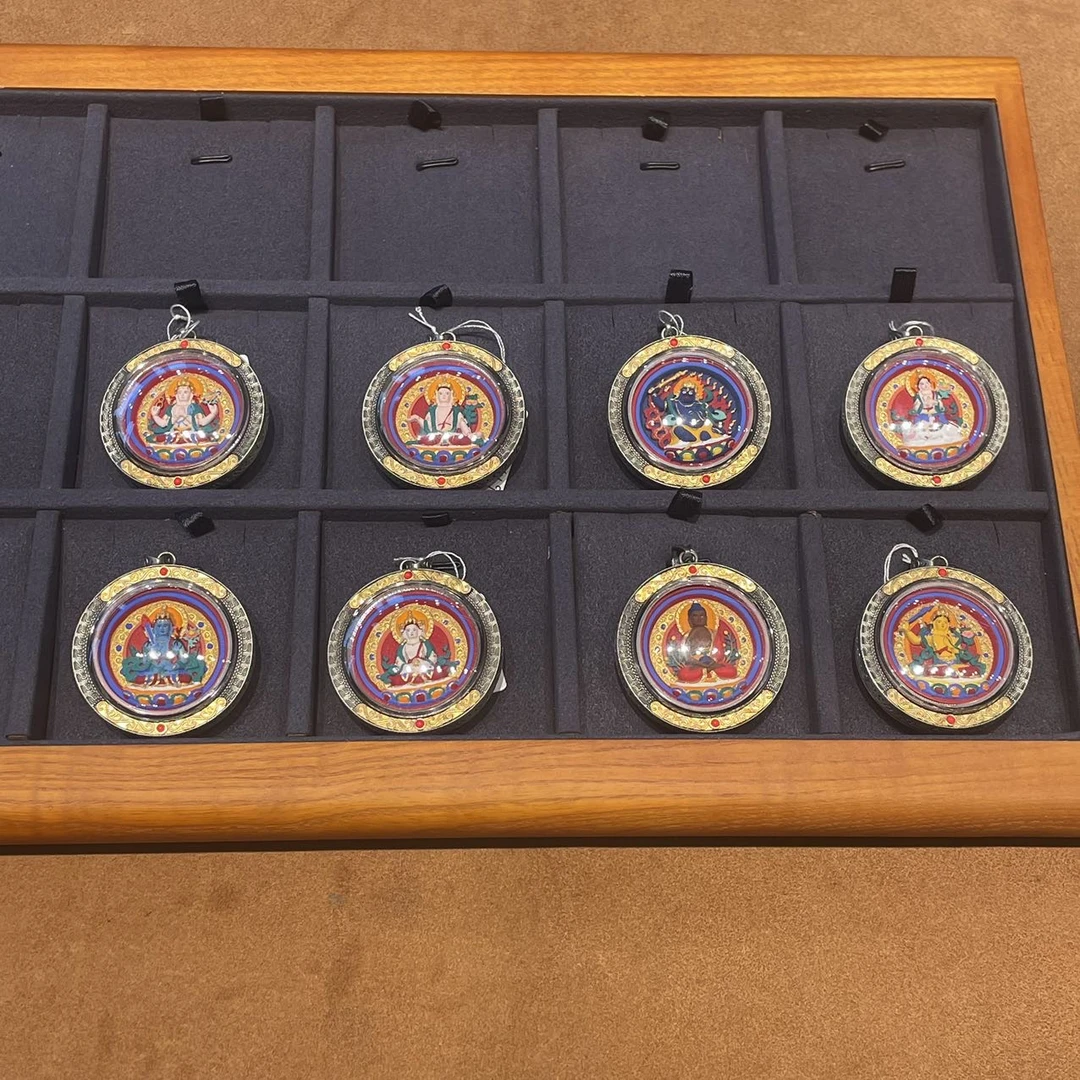 【佳哥严选】J96570-唐卡擦擦tt圆壳吊坠（八大守护）-44mm左右